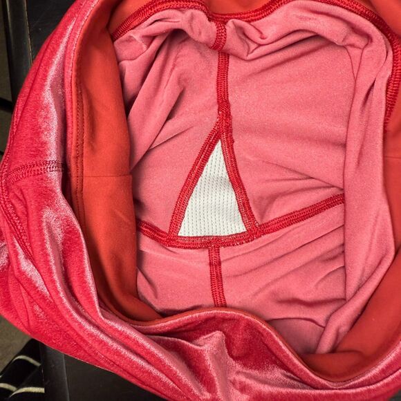 Athleta Elation Velvet Set M Red Velour Y2K Leggings V-Neck Crop Top - Picture 15 of 16